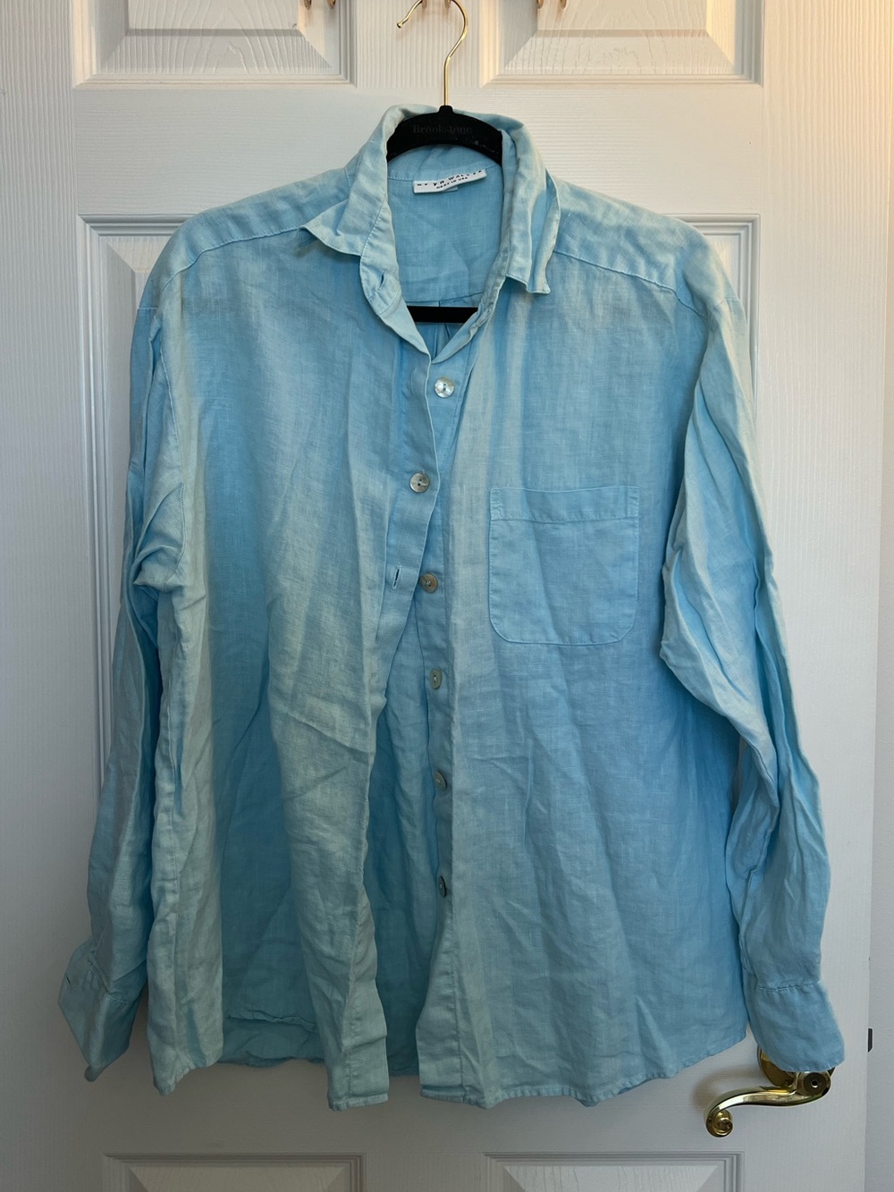 Bryn Walker Blue Linen Button Up